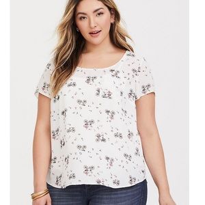 Torrid Abbey Georgette Bicycle Button back blouse EUC